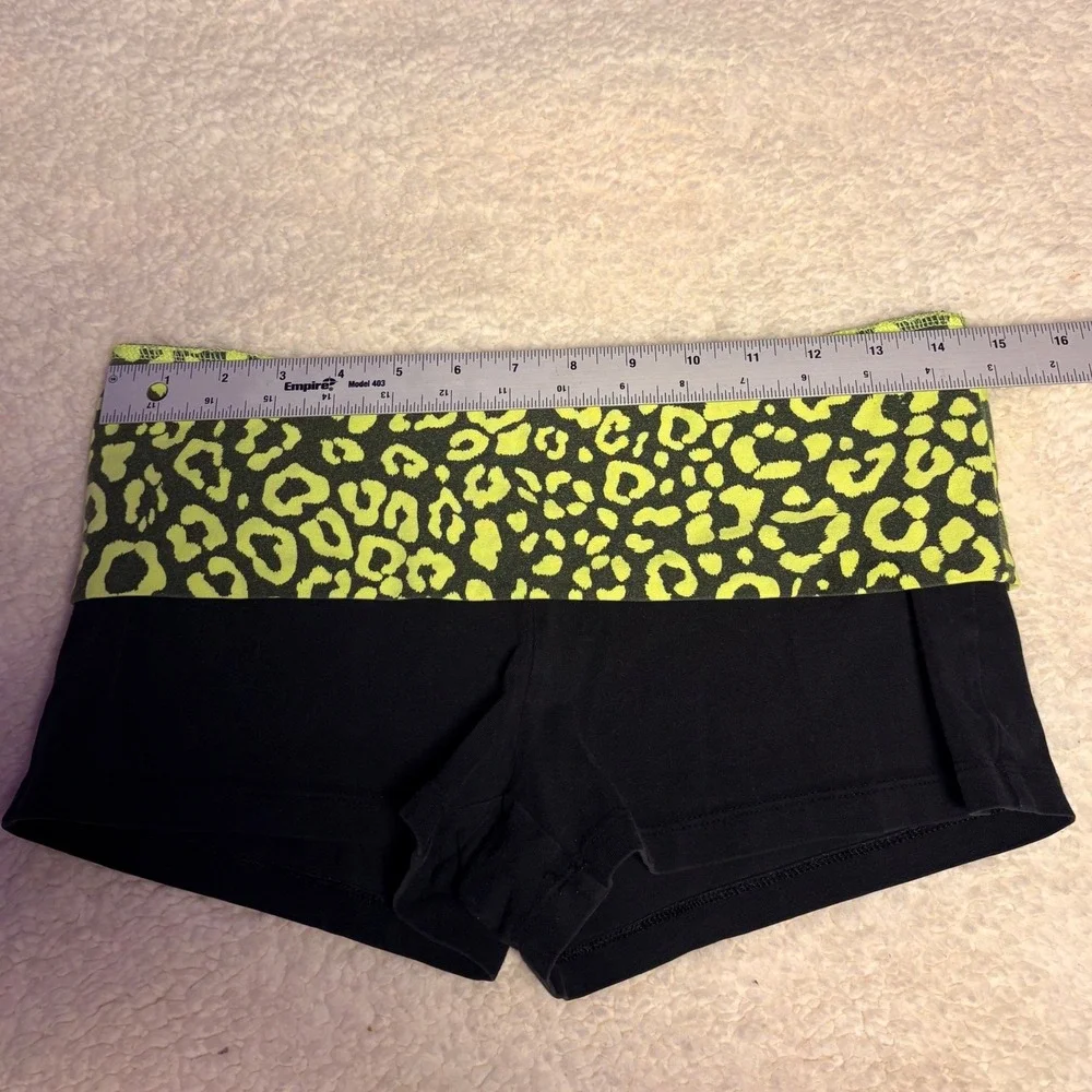 Y2K No Boundaries Scene Neon Leopard Print Fold Over Waistband Booty Shorts #16